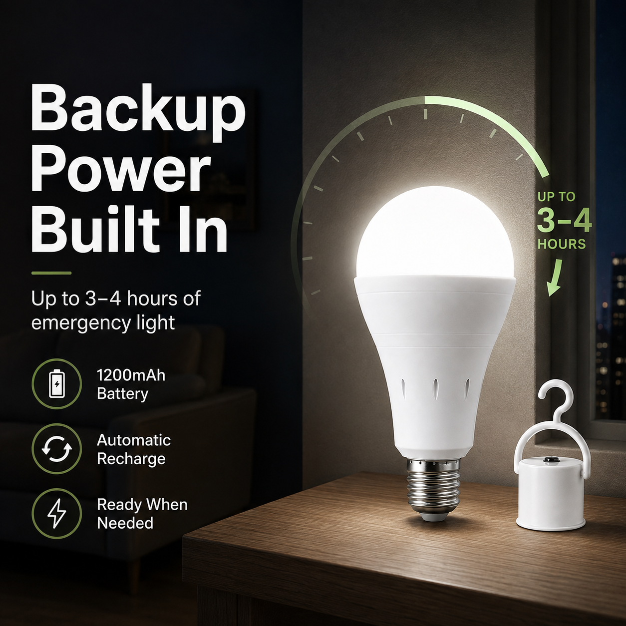 6400K Rechargeable Emergency LED Bulb