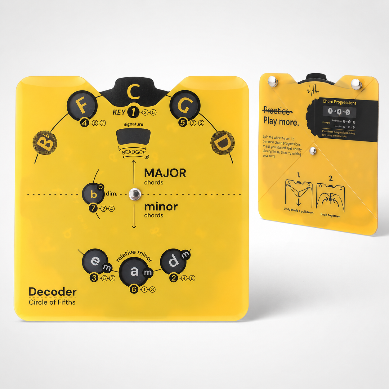 Circle of Fifths Wheel Decoder – Music Theory Tool for Beginners with Built-in Stand for Guitar, Piano & Ukulele