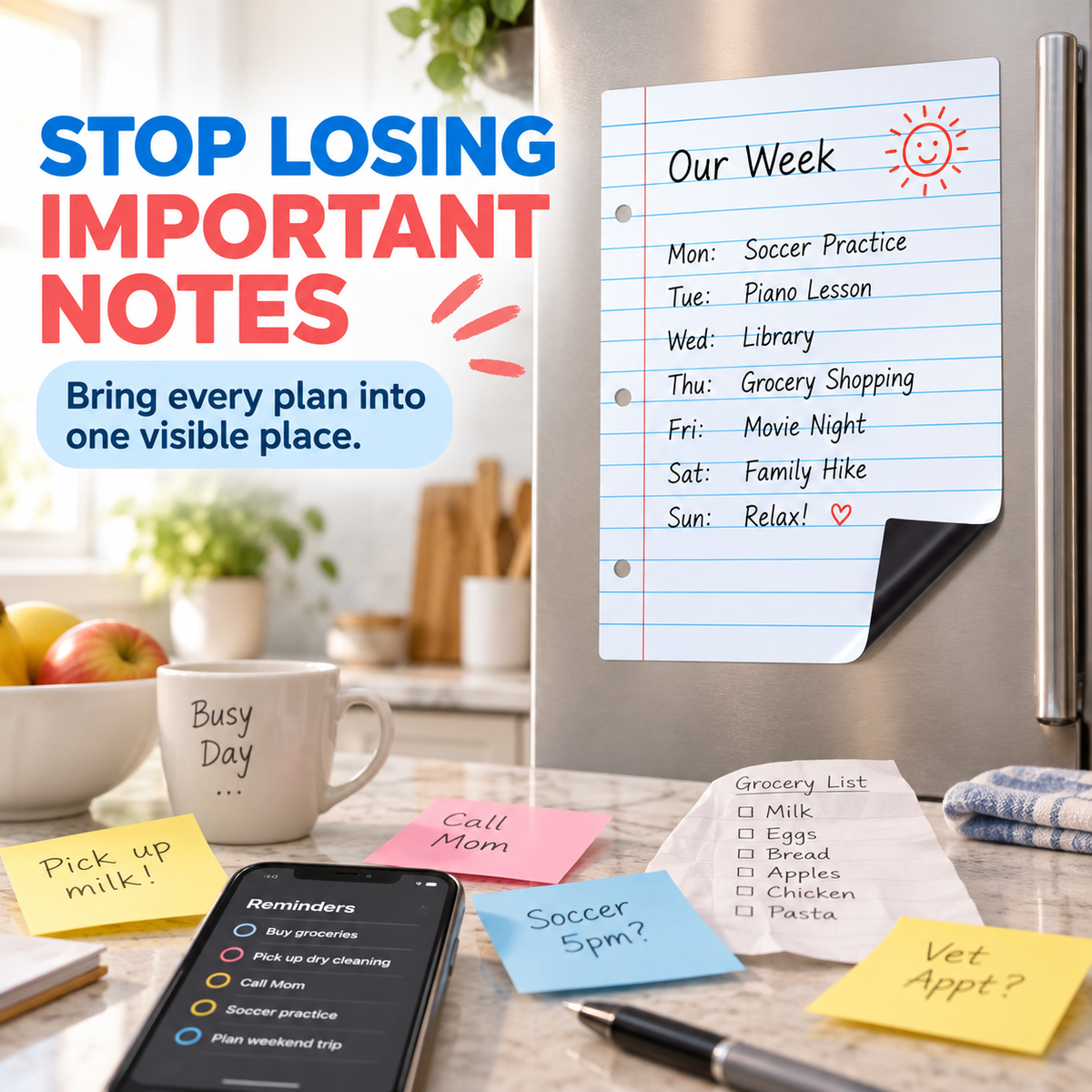 Magnetic Dry Erase Planner for Effortless Family Organization