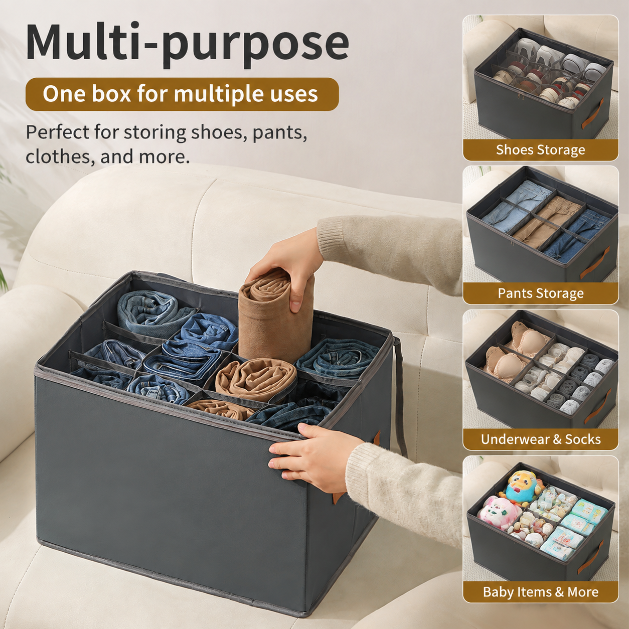 Collapsible Plastic Shoe and Pants Storage Organizer Box
