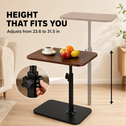 Mobile Adjustable Overbed Table C-Shape Laptop Desk with Rolling Wheels