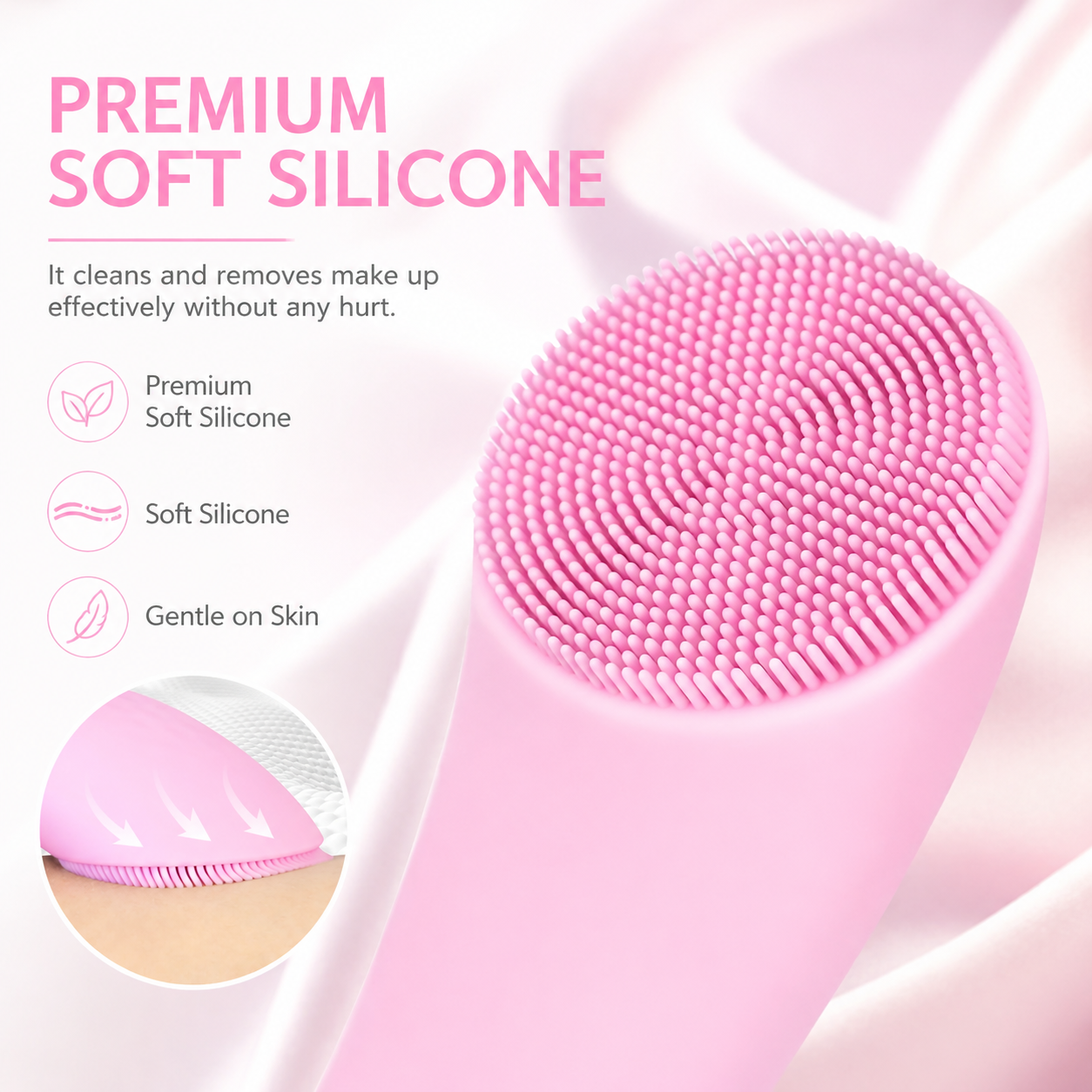 Rechargeable Silicone Facial Cleansing Brush with Heat & Vibration