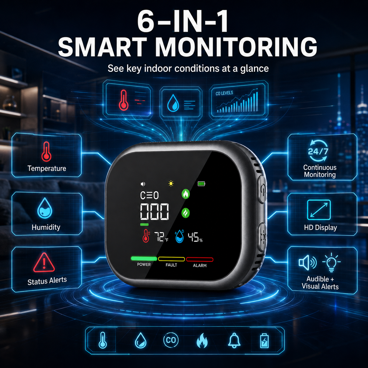 6-in-1 Smart Home Environmental Monitor