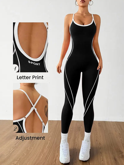 Seamless Criss-Cross Back Workout Jumpsuit – Second-Skin Sculpting Activewear with Hip-Lifting Fit