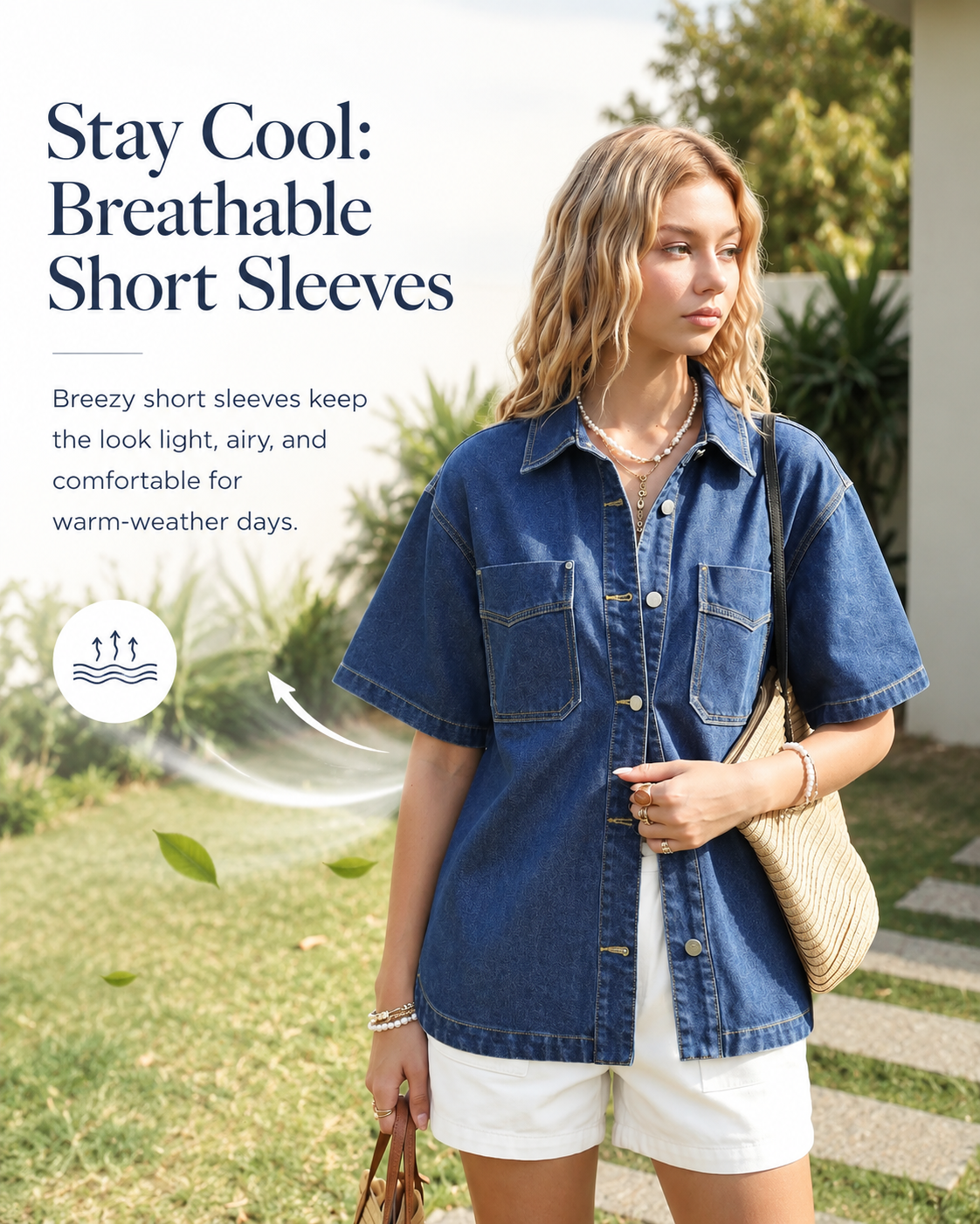 Summer Breeze Minimalist Denim Shirt Jacket – Lightweight & Breathable Short Sleeve