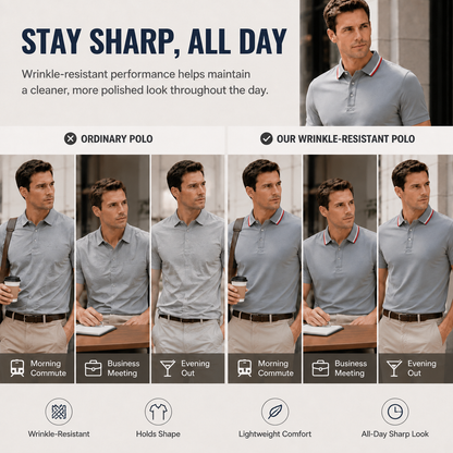 Men's Cool & Breathable Summer Polo Shirt – Stretch Slim Fit