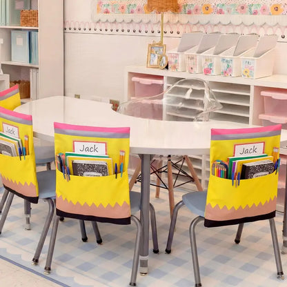 12-Pack Crayon Chair Back Pockets for Classroom Storage