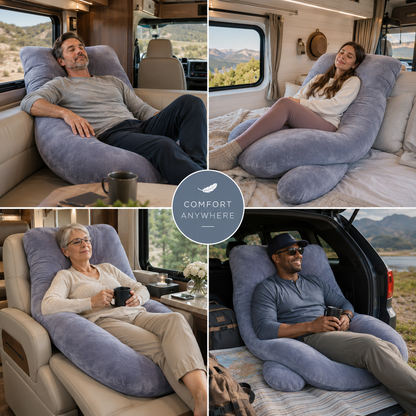 Ergonomic Long-Distance Driving Body Pillow – Lumbar & Back Pressure Relief Support for RV Travel & Road Trips