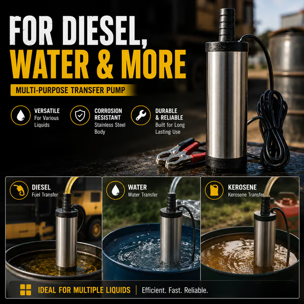Portable Submersible Pump, Ideal for Diesel, Kerosene & Water