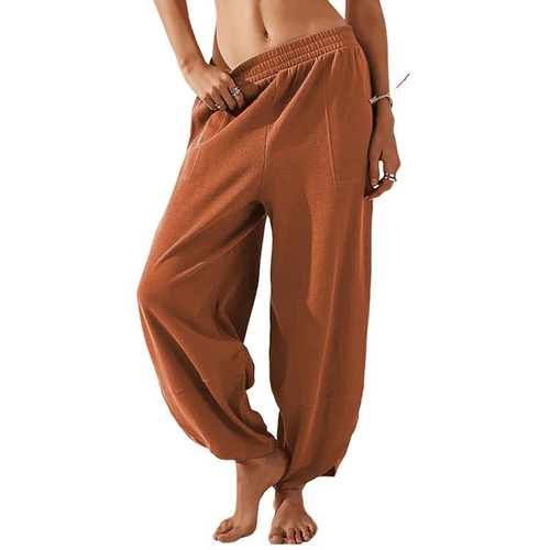 New Women's Casual Elastic Waist Belt Wide-Leg Harem Pants