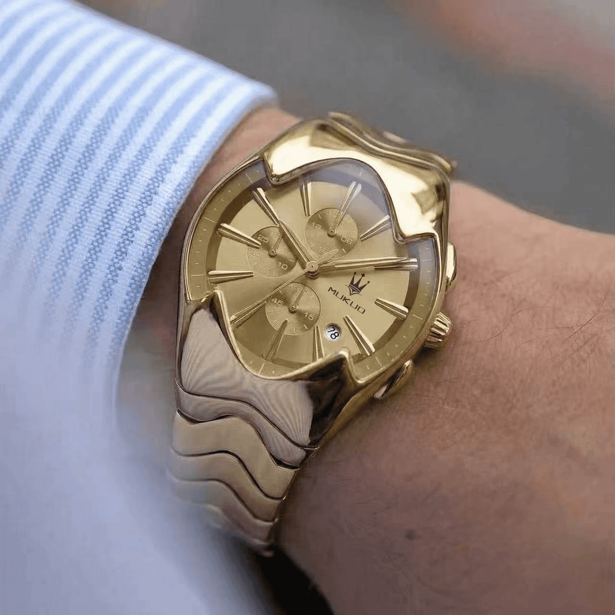 Future-Form Wave-Link Chronograph Watch