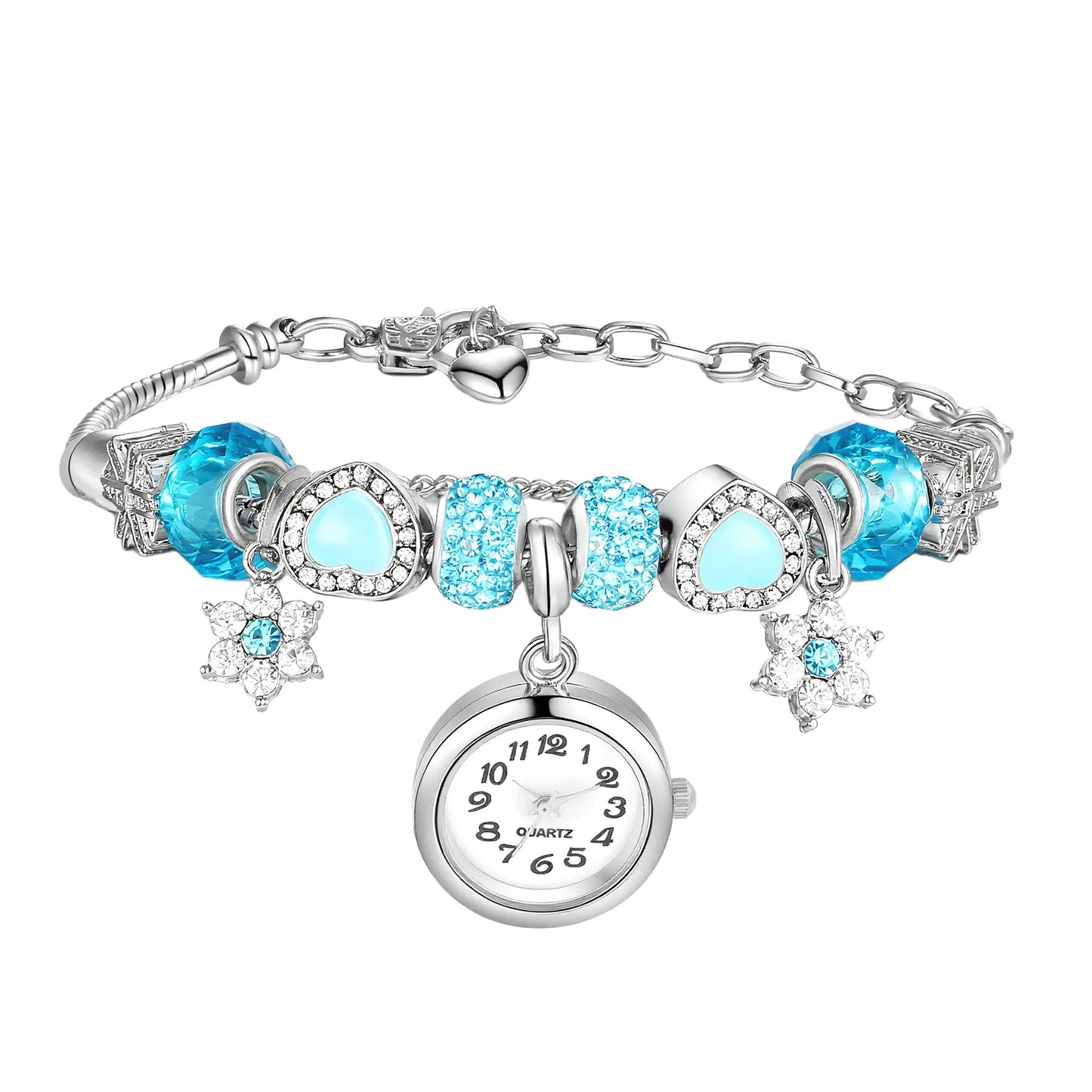 Vintage-Inspired Silver 5 Clock Choker & Heart Pendant