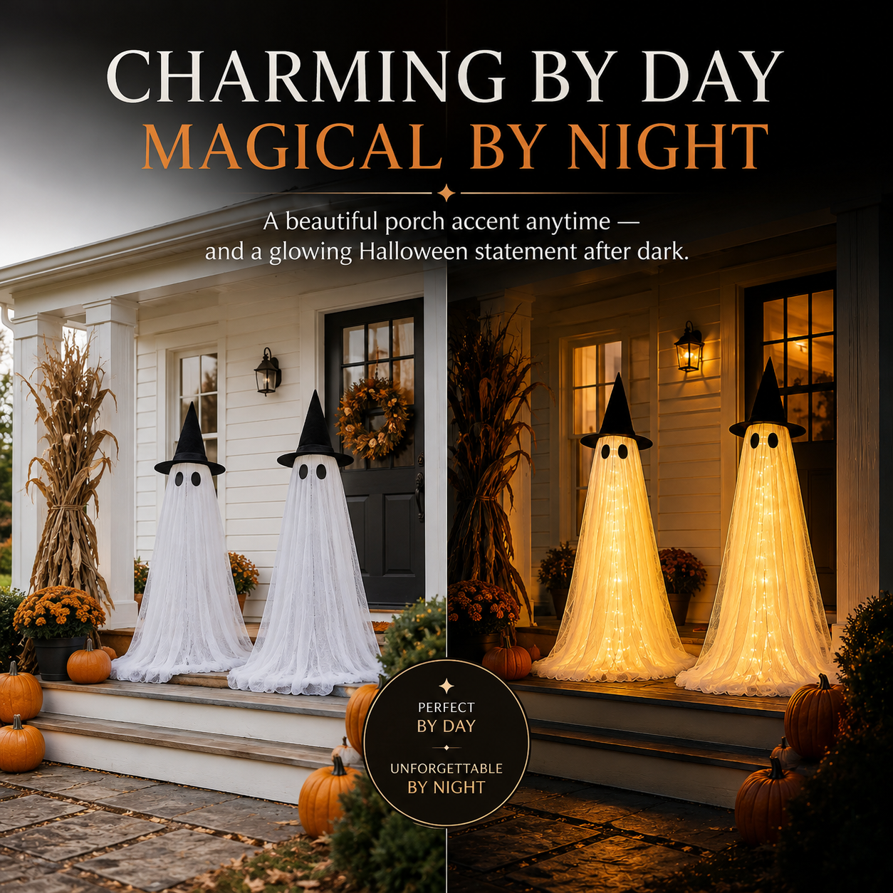 👻2-Pack 5.5FT Ghost Light-Up Halloween Decoration Set👻