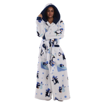 Bamafrontierman™ Hooded Long Leopard Print Bathrobe - Thickened Flannel Fabric