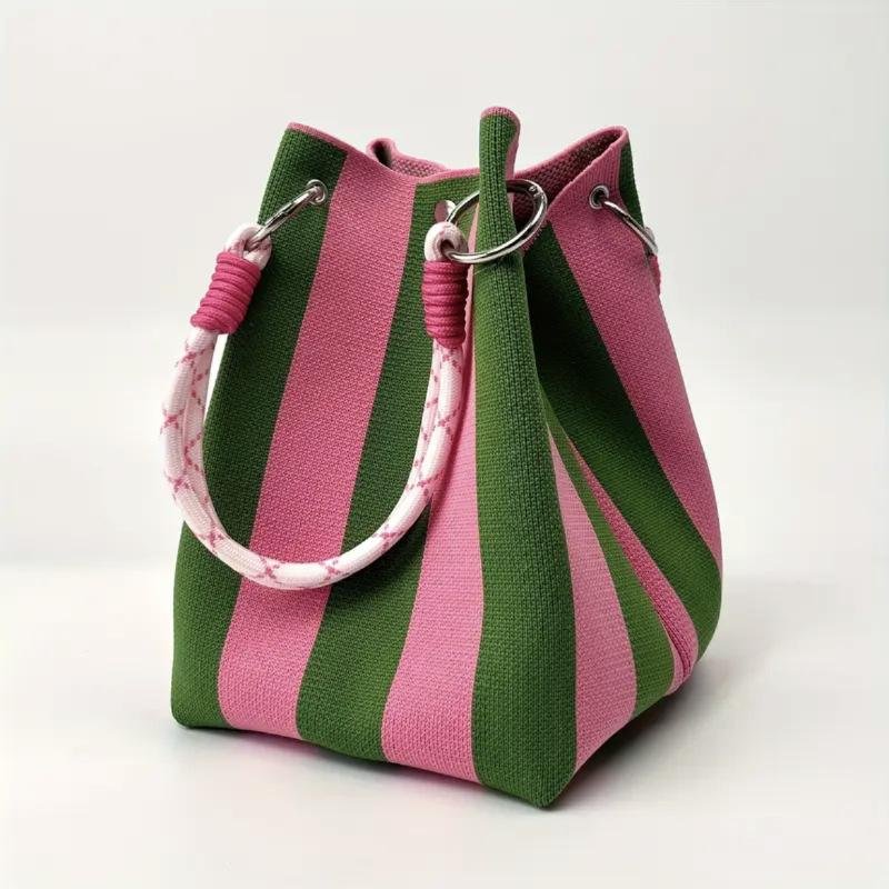 Boho Woven Bucket Bag – Lightweight Crochet Shoulder Bag