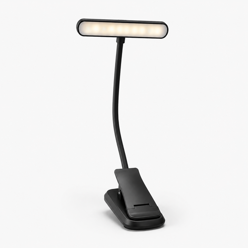 Dual-Head Rechargeable Reading Light – 15 Brightness Modes & Wide Clip