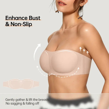 Womens Strapless Bras Push Up Bandeau Bra