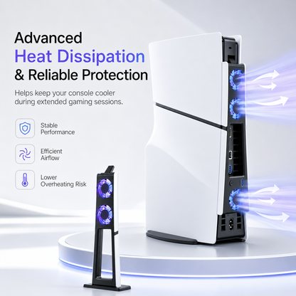 Quiet Cooling Fan for PS5 Slim & Pro - Automatic Temperature Control USB Cooler