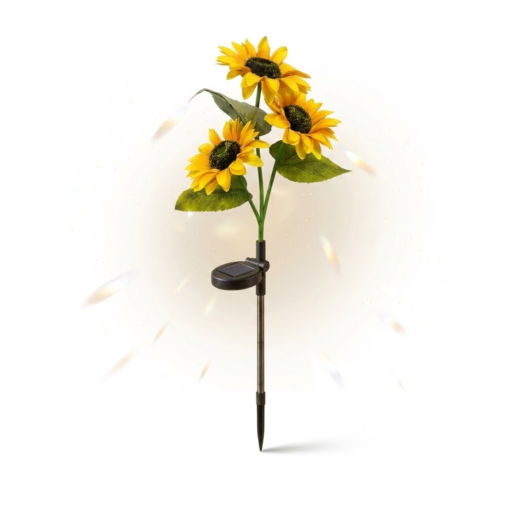 Enchanted Garden 30” Solar Sunflowers - Dual-Mode Light-Up Fiber Optic Yard Stakes
