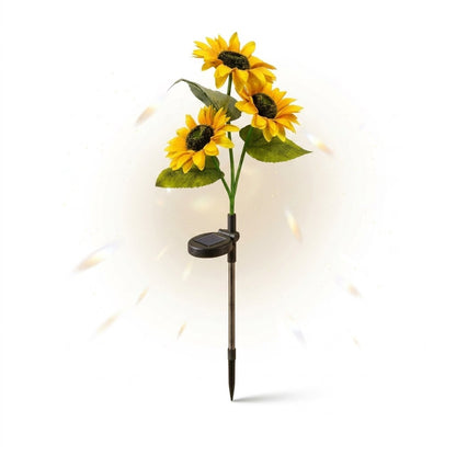 Enchanted Garden 30” Solar Sunflowers - Dual-Mode Light-Up Fiber Optic Yard Stakes