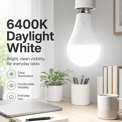 6400K Rechargeable Emergency LED Bulb