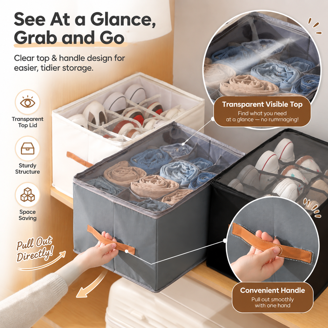 Collapsible Plastic Shoe and Pants Storage Organizer Box