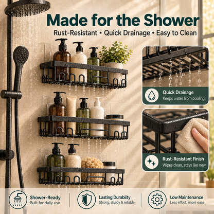 6-Piece Shower Caddy Set – No-Drill Bathroom Storage