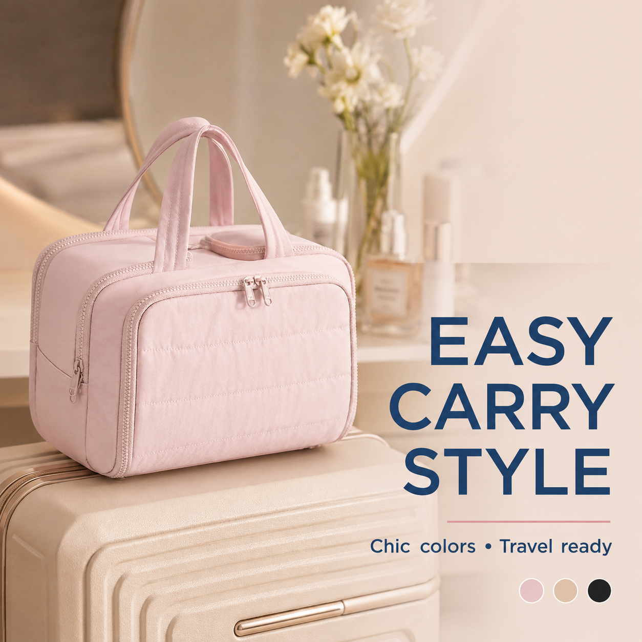 Large Capacity Double-Open Cosmetic Bag