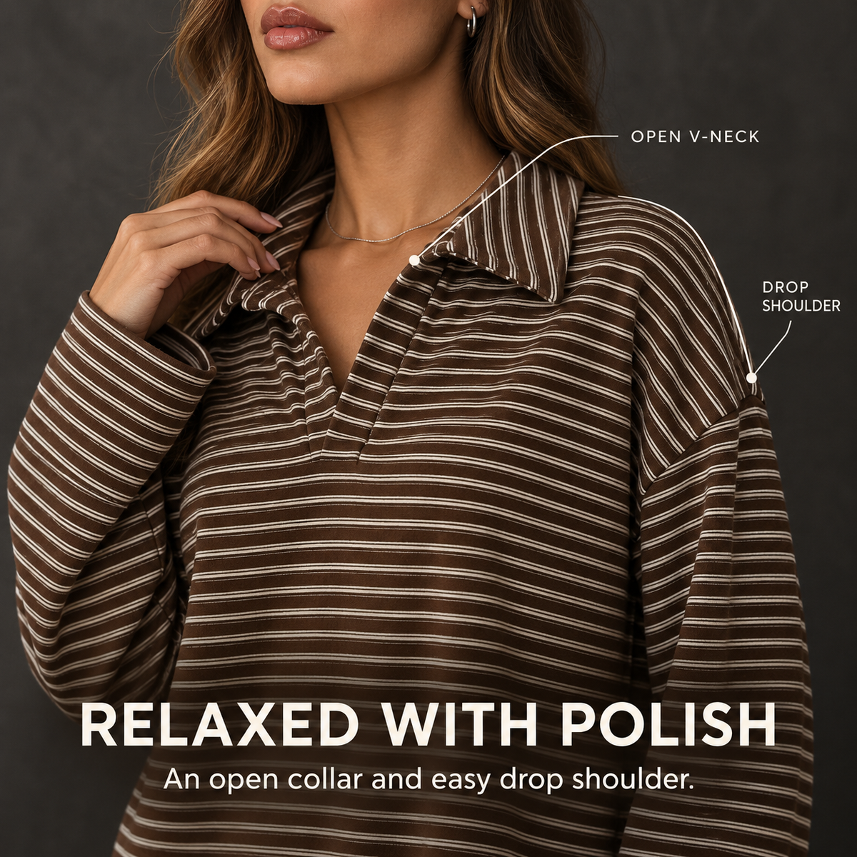Casual Striped Long Sleeve Wide Leg Pants Lounge Set