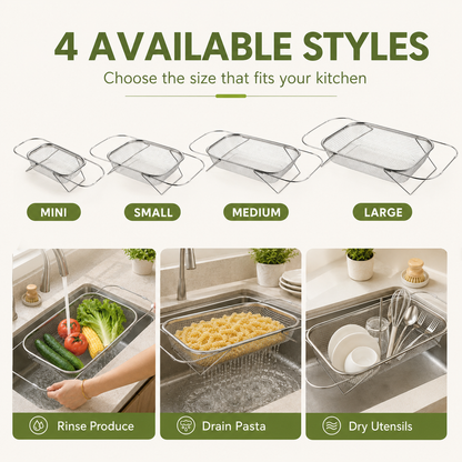 Expandable Stainless Steel Over-the-Sink Colander