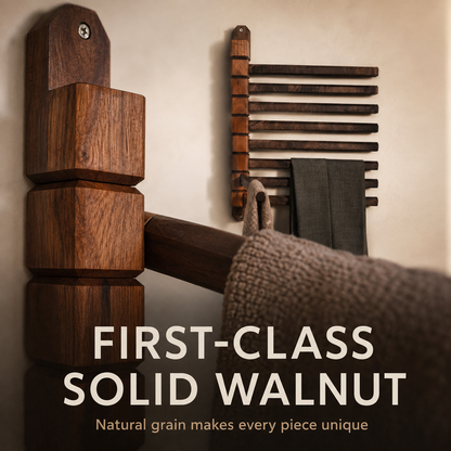 Premium Walnut Rotating Wall Rack for Clothes & Towels