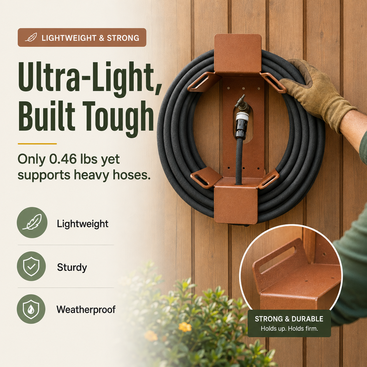 Heavy-Duty Detachable Garden Hose Holder &amp; Storage Rack