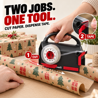 2-in-1 Wrapping Paper Cutter & Tape Dispenser