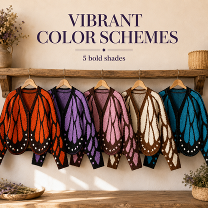 Women's Oversized Butterfly Colorblock Knit Cardigan