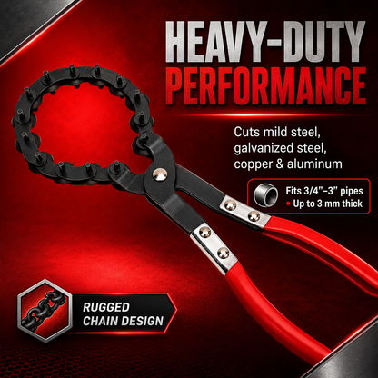 Heavy-Duty Exhaust Pipe Cutter Wrench - Professional Carbon Steel Chain Tubing Tool for Mild Steel, Aluminum & Copper