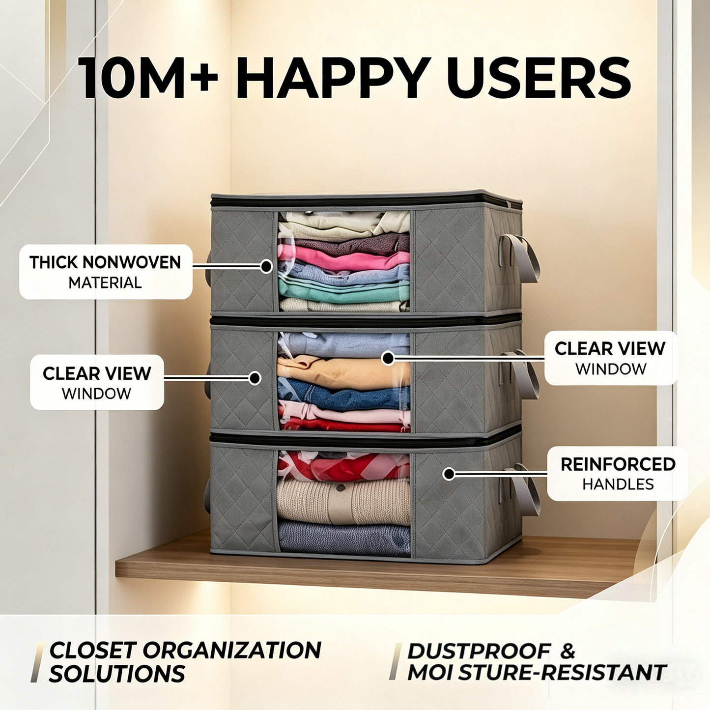 📦️ Large Dustproof Storage Box with Handle & Stackable Design 📦️