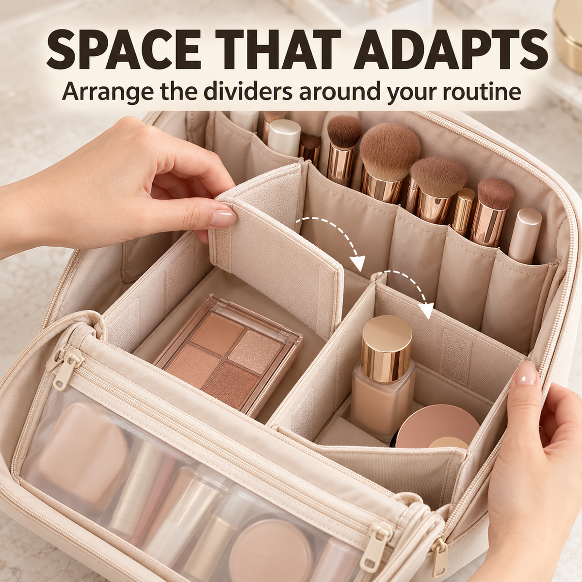 Stand-Up Travel Makeup Organizer Bag – Large Capacity Vanity Case