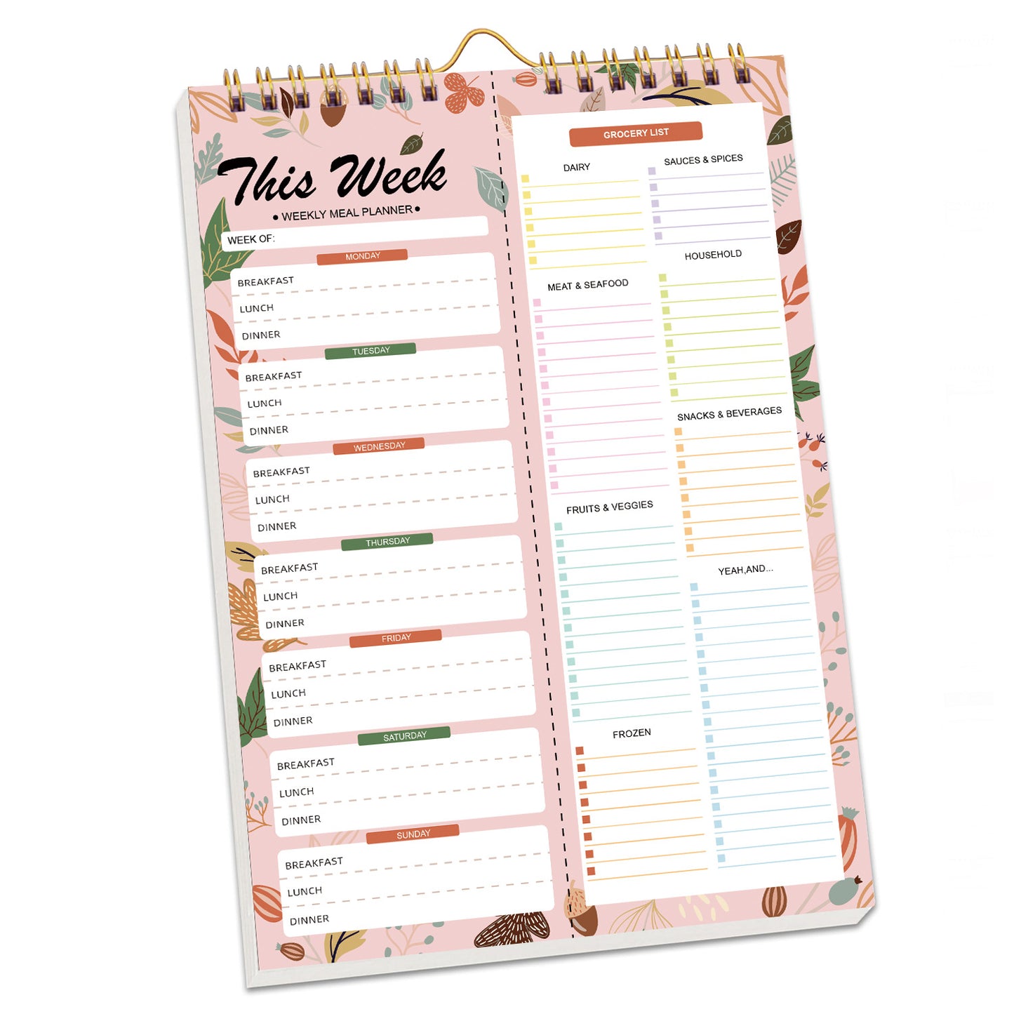 Undated Weekly Meal Planner: 52 Double-Sided Sheets, Grocery List