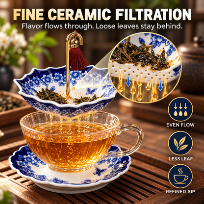 Elegant Umbrella Ceramic Tea Infuser for Refined Loose-Leaf Brewing