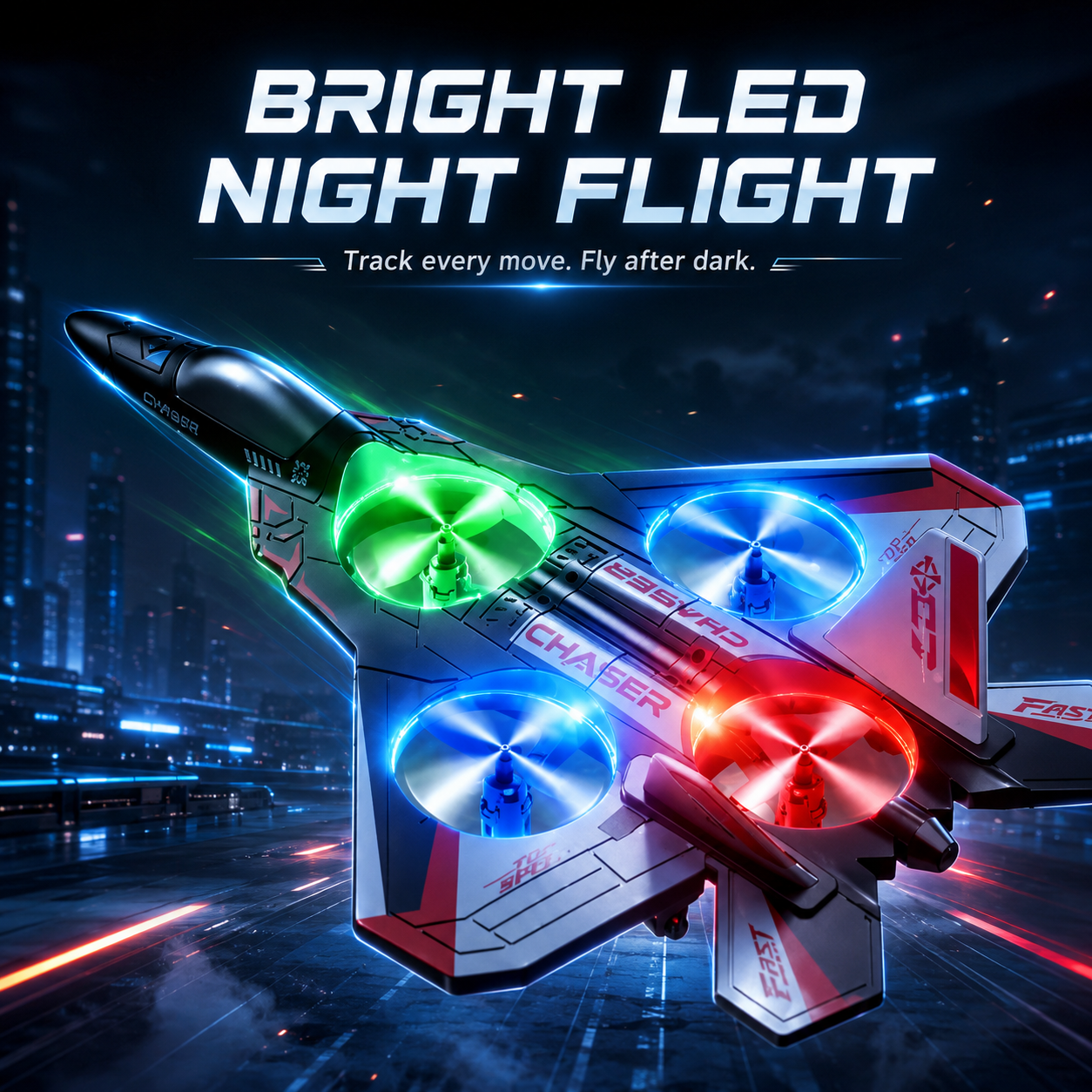 198 SkyRaptor™ LED RC Fighter Jet – High-Performance 3D Flip Stunt Plane