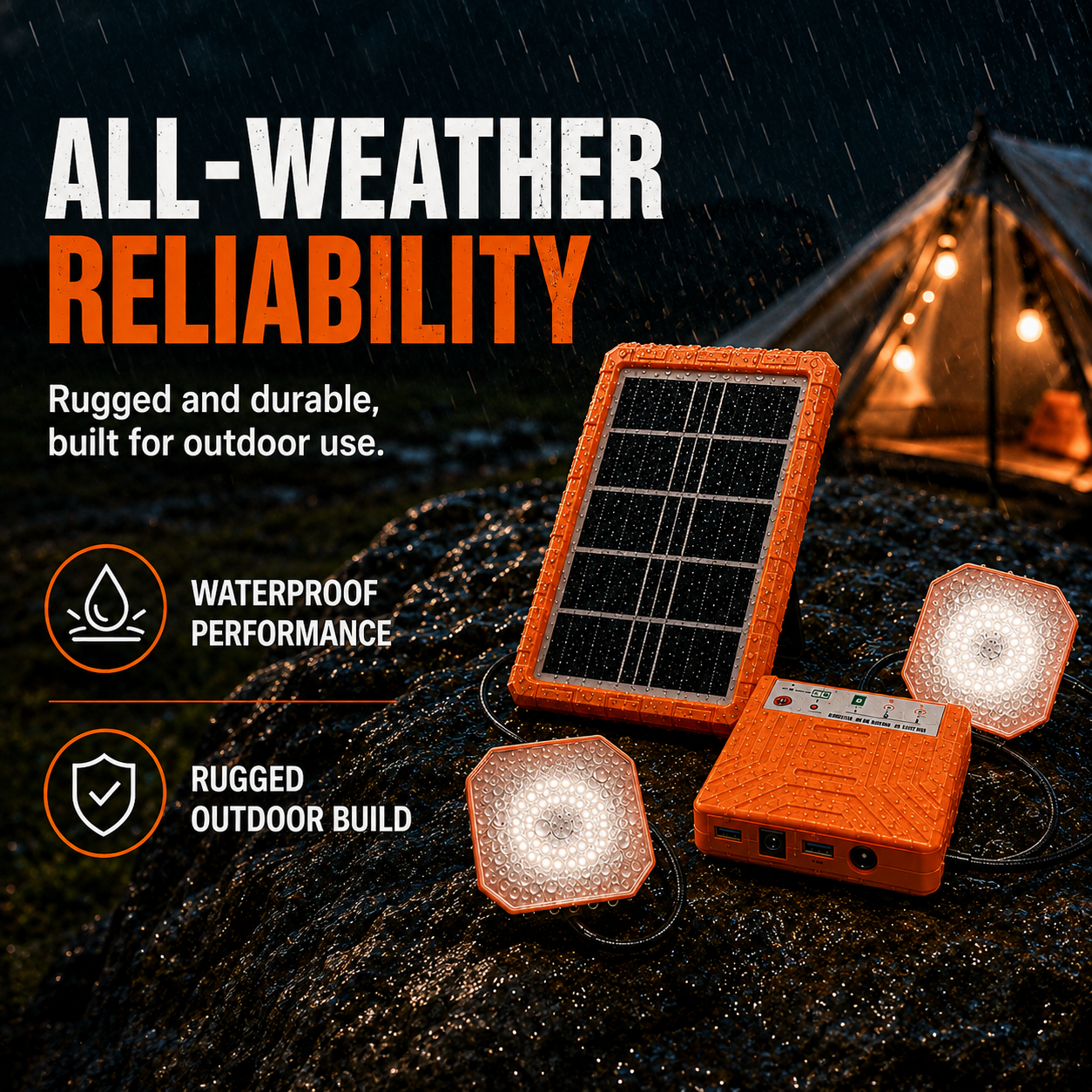 ☀️ Portable Solar Power Station & Outdoor Solar Generator Kit — All-In-One Backup Power, USB Device Hub & LED Camping Light 🏕️🔋