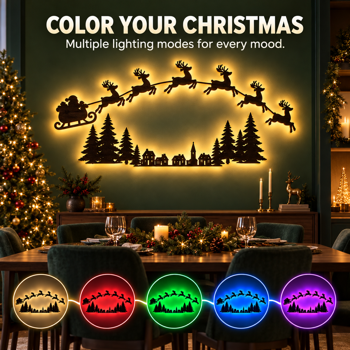 Christmas Reindeer LED Wall Decor