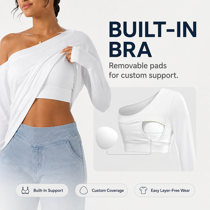 One-Shoulder Long Sleeve Yoga Top