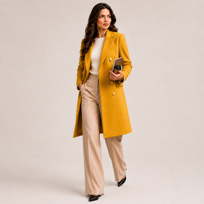 Women's Slim-Fit Double-Breasted Wool-Blend Peacoat