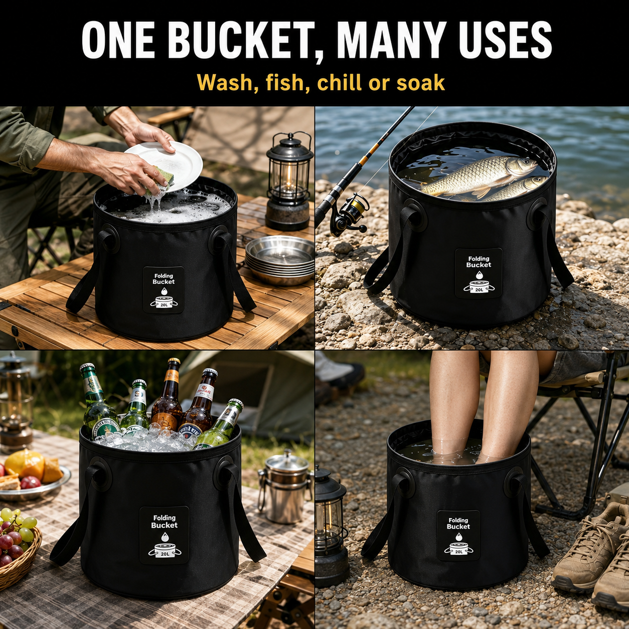 Portable Waterproof Collapsible Water Bucket