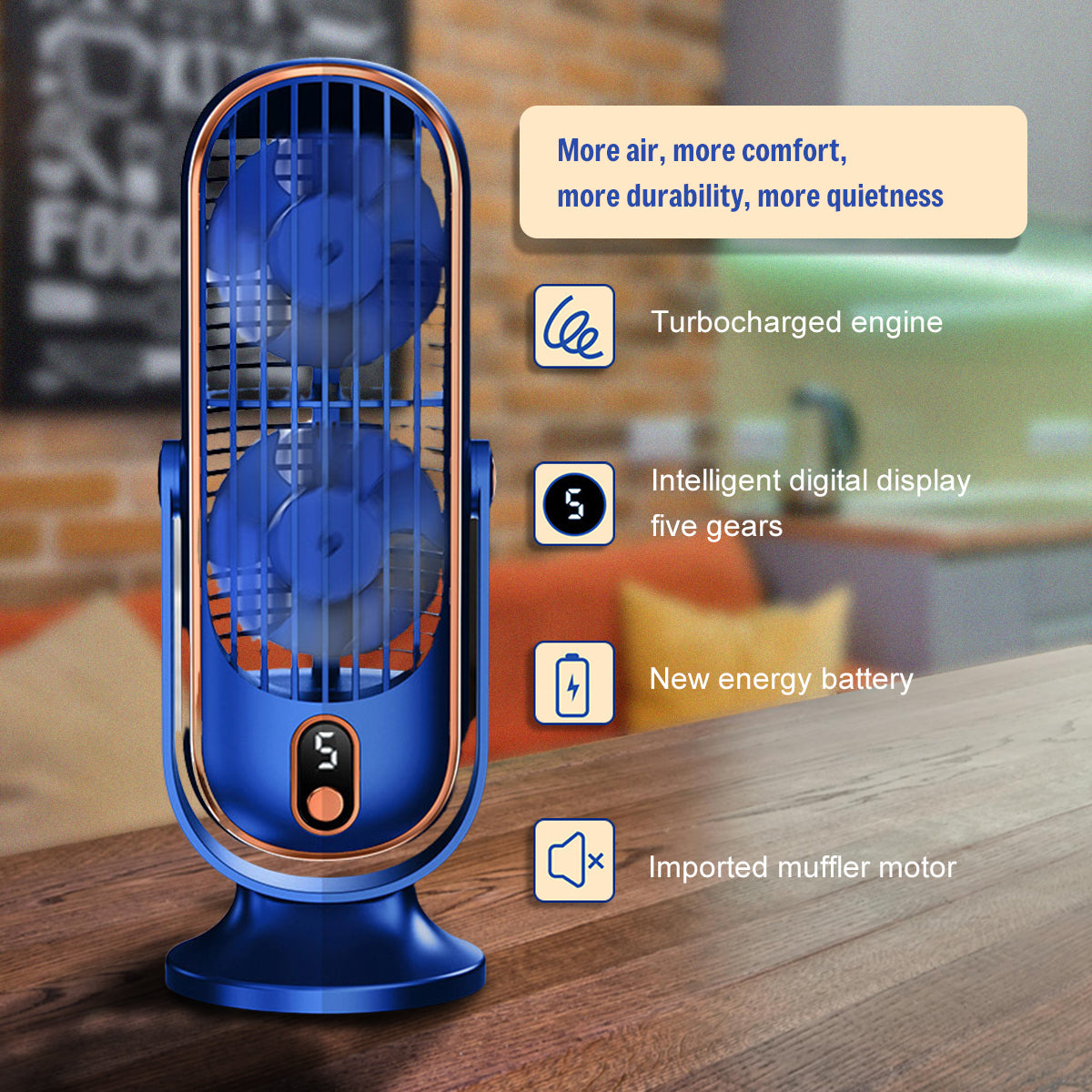 Set of 2 Portable Rechargeable 10\" Fan with 720° Oscillation & Whisper-Quiet Turbo Airflow