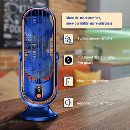 Set of 2 Portable Rechargeable 10\" Fan with 720° Oscillation & Whisper-Quiet Turbo Airflow