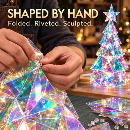 Iridescent LED Christmas Decor – Handcrafted Holiday Tree, Snowman Light Display