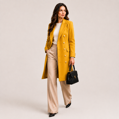 Women's Slim-Fit Double-Breasted Wool-Blend Peacoat