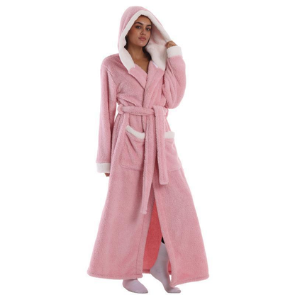 Bamafrontierman™ Hooded Long Leopard Print Bathrobe - Thickened Flannel Fabric